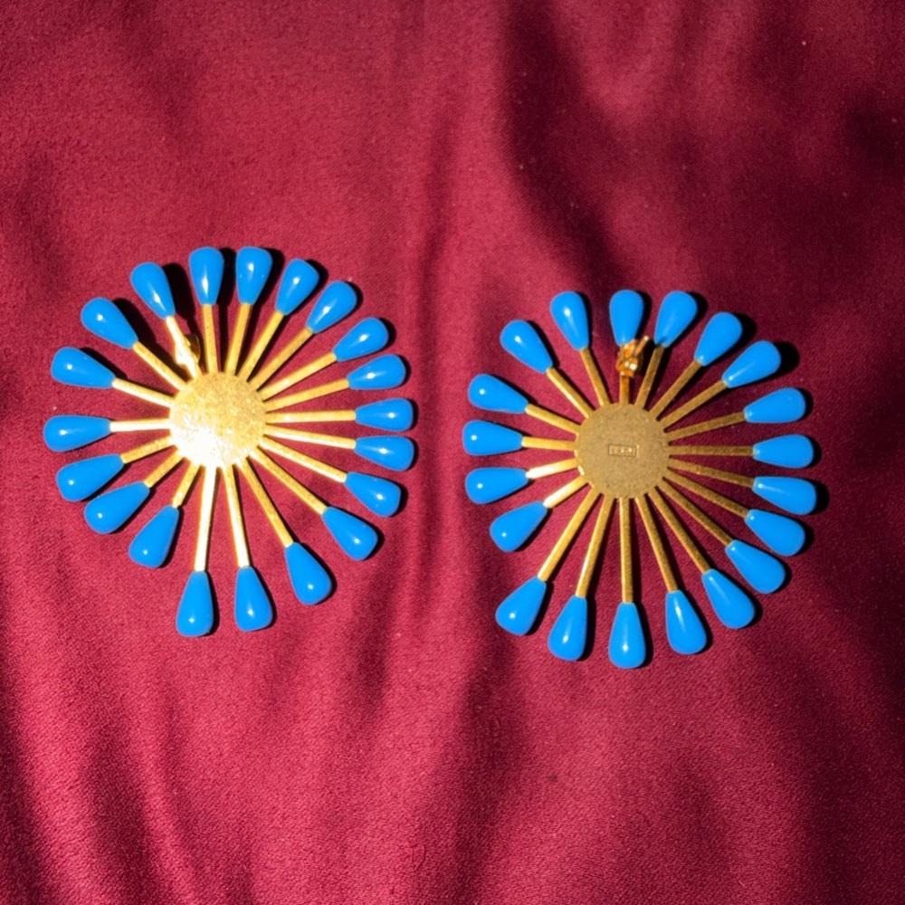 Gold and Blue Women's Earrings
